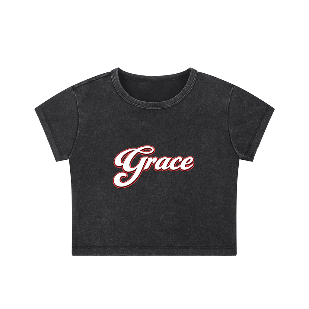 WOMENS ESSENTIAL BABY DOLL Snow Washed Crop Top