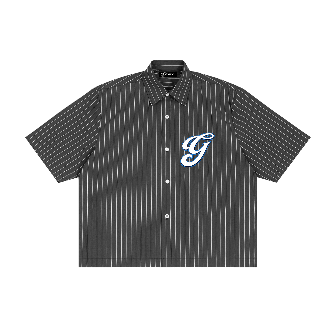 BLUE G Unisex Striped Boxy Button-Up Shirt