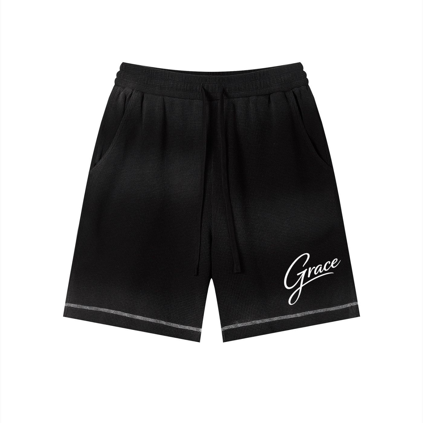 Set 1 Sunfade Waffle Raw Hem Shorts