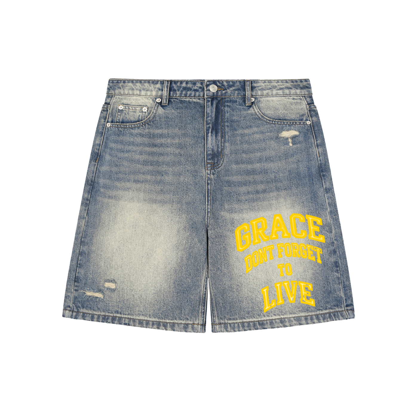 Faded Distressed Baggy Denim Shorts