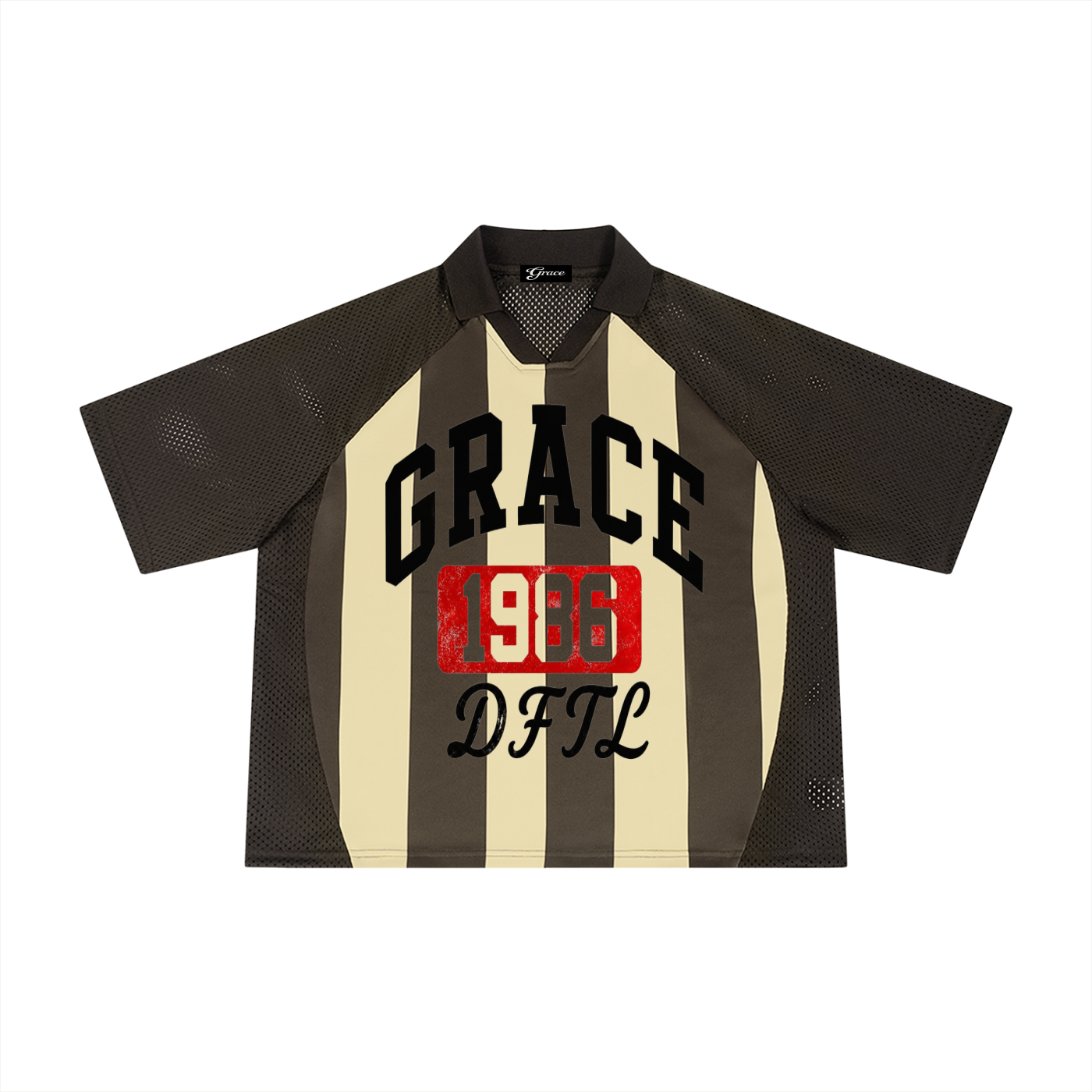 Unisex Striped Mesh Boxy Soccer Jersey
