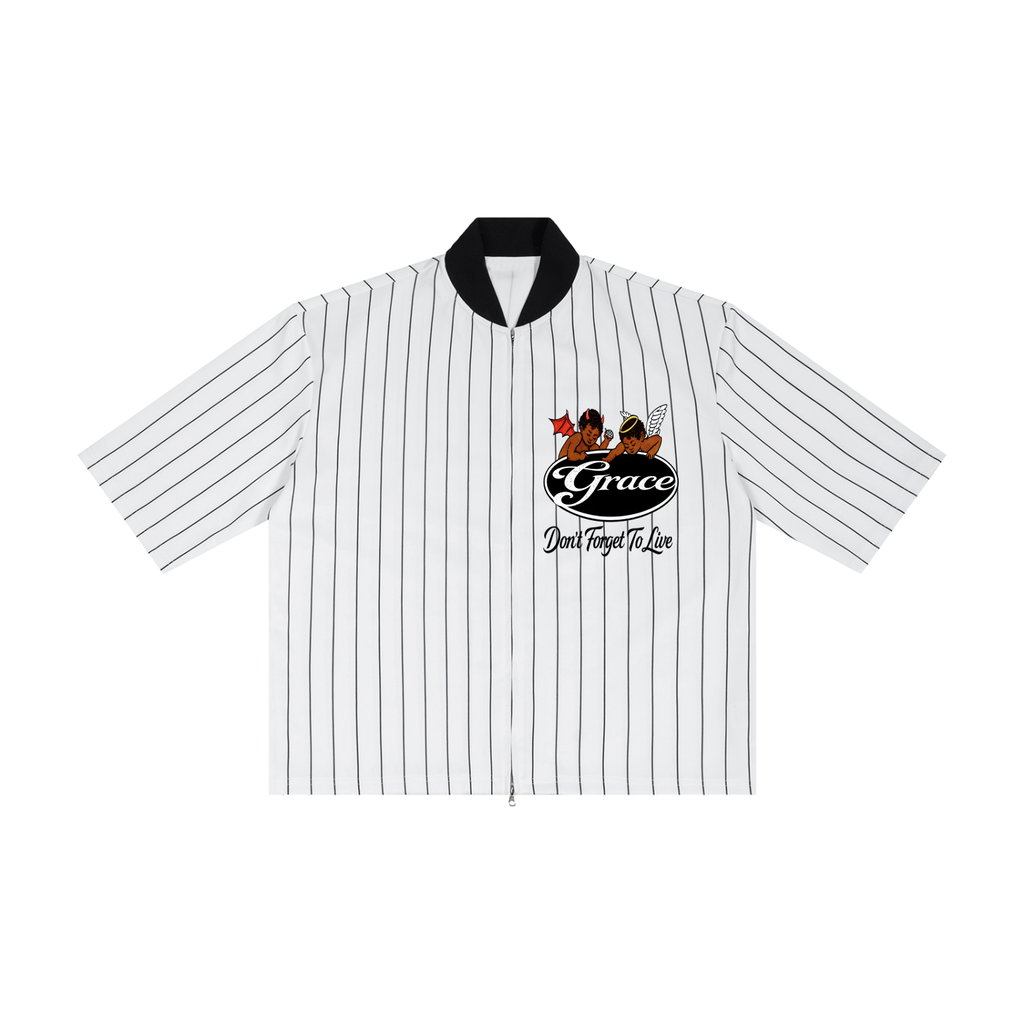 Unisex Striped Full-Zip Baseball Jersey