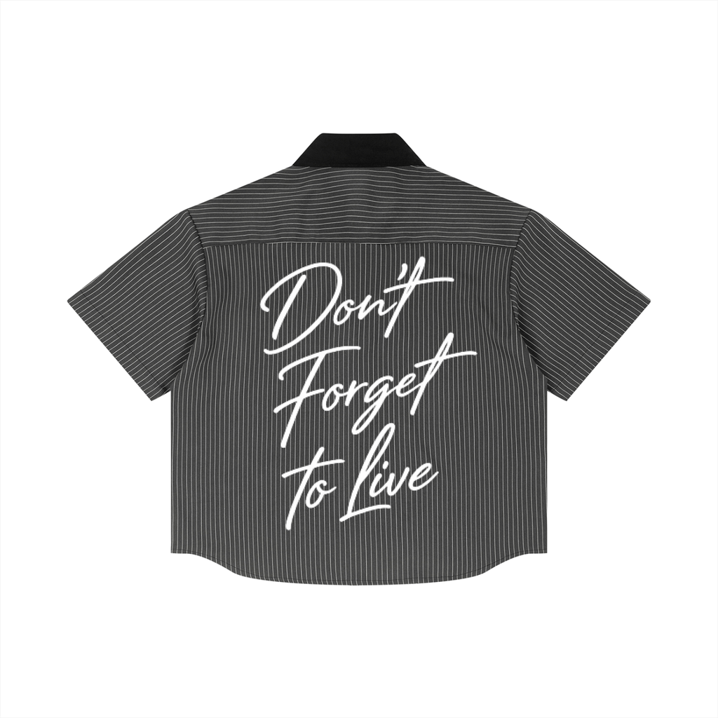 Unisex Striped Boxy Contrast Collar Shirt