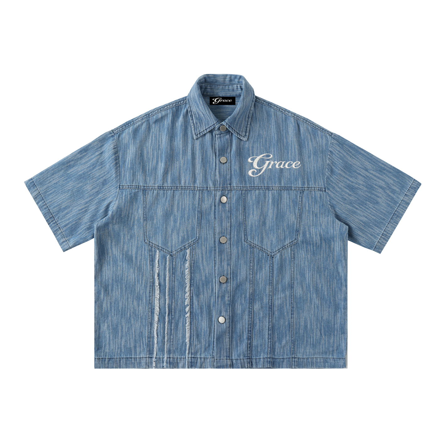Distressed Wash Short-Sleeve Shirt