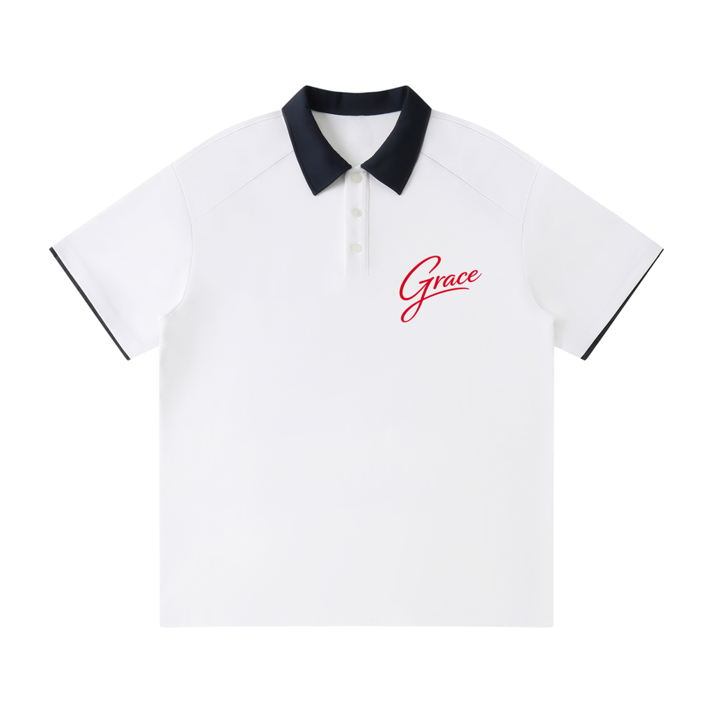 Contrast Collar Raglan Polo Shirt