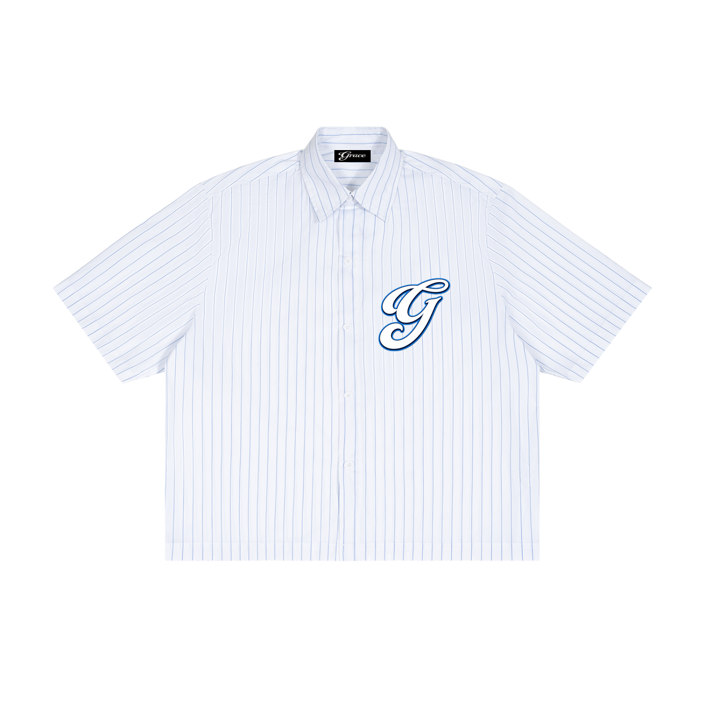 BLUE G Unisex Striped Boxy Button-Up Shirt