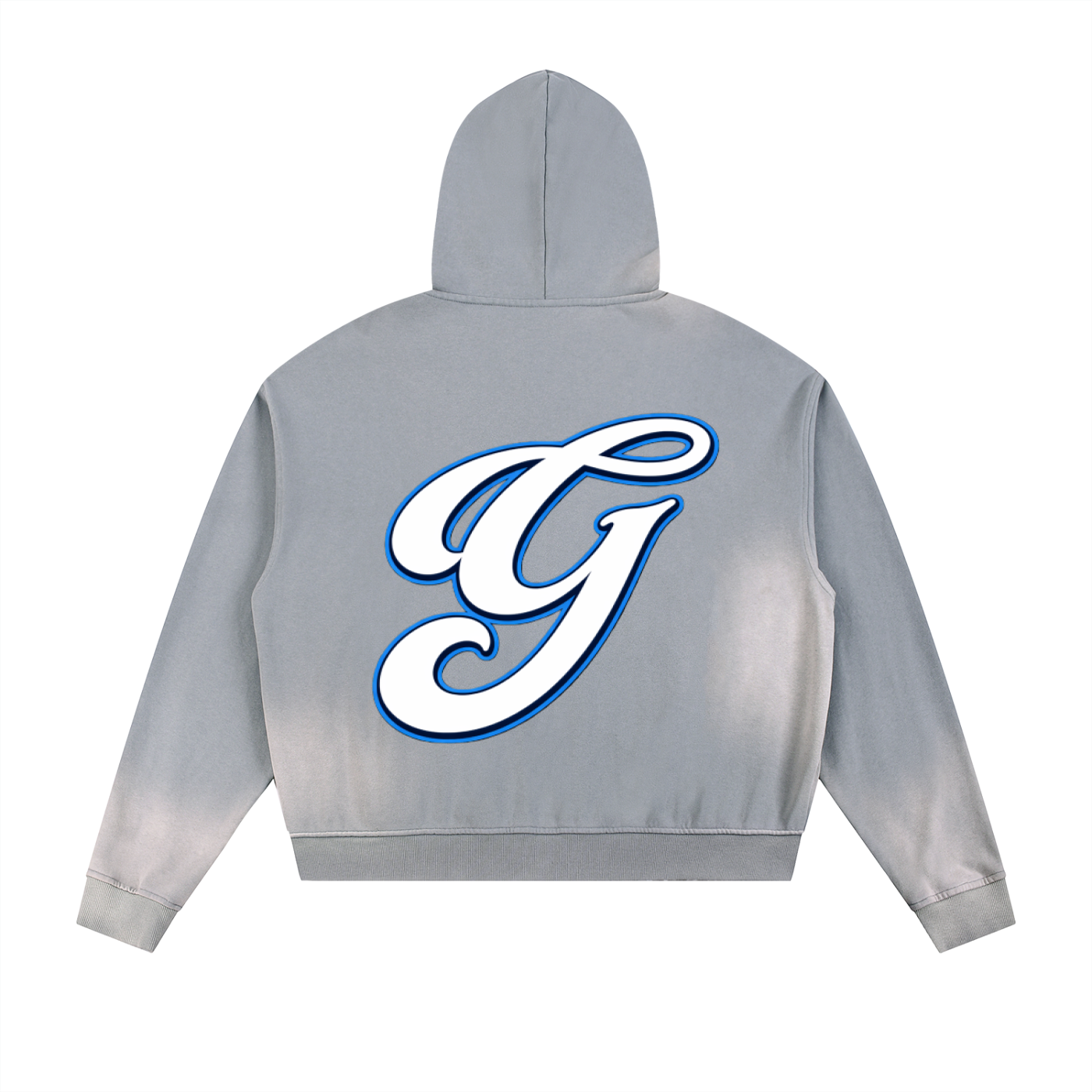 Sun Fade Frayed Raw Edge Fleece Zip Hoodie