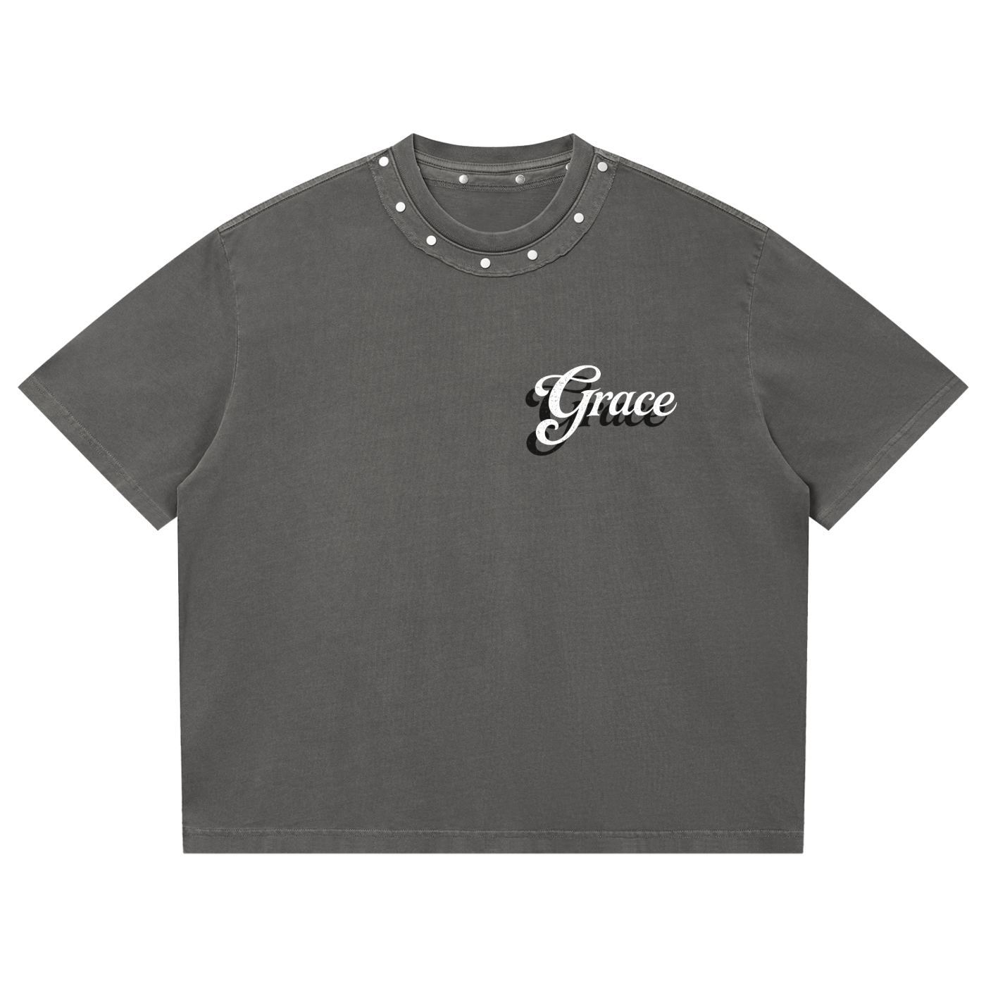 Grace Big G Unisex Washed Boxy Studded T-Shirt