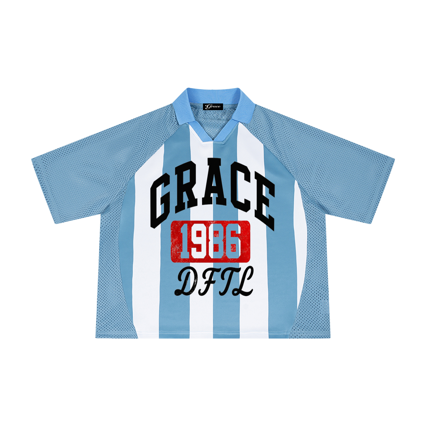 Unisex Striped Mesh Boxy Soccer Jersey