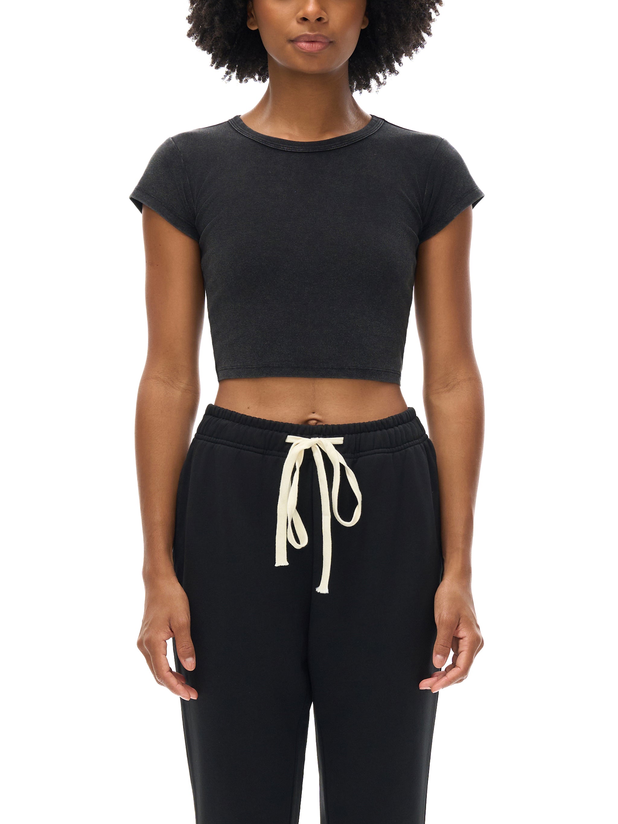 WOMENS ESSENTIAL BABY DOLL Snow Washed Crop Top