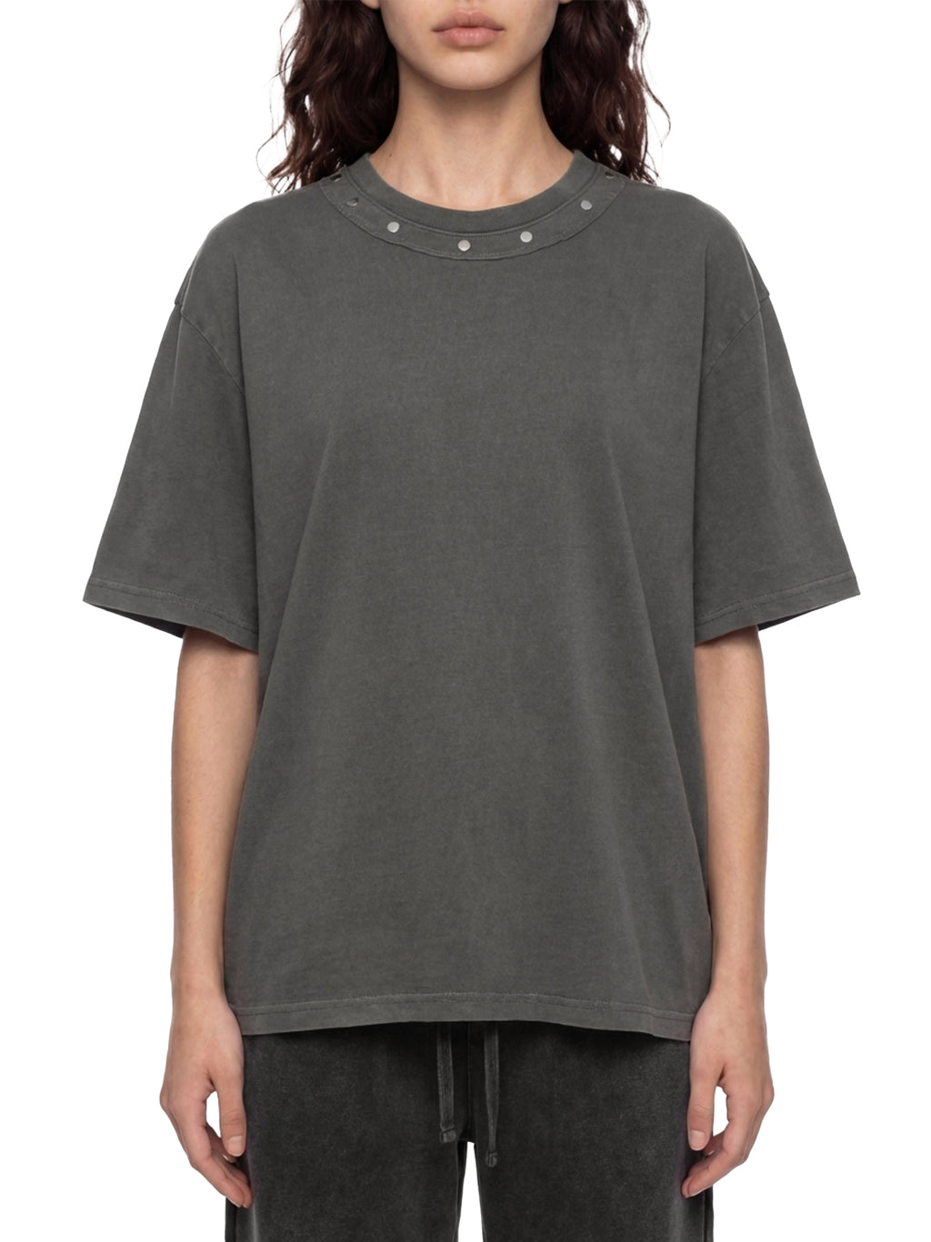 Grace Big G Unisex Washed Boxy Studded T-Shirt