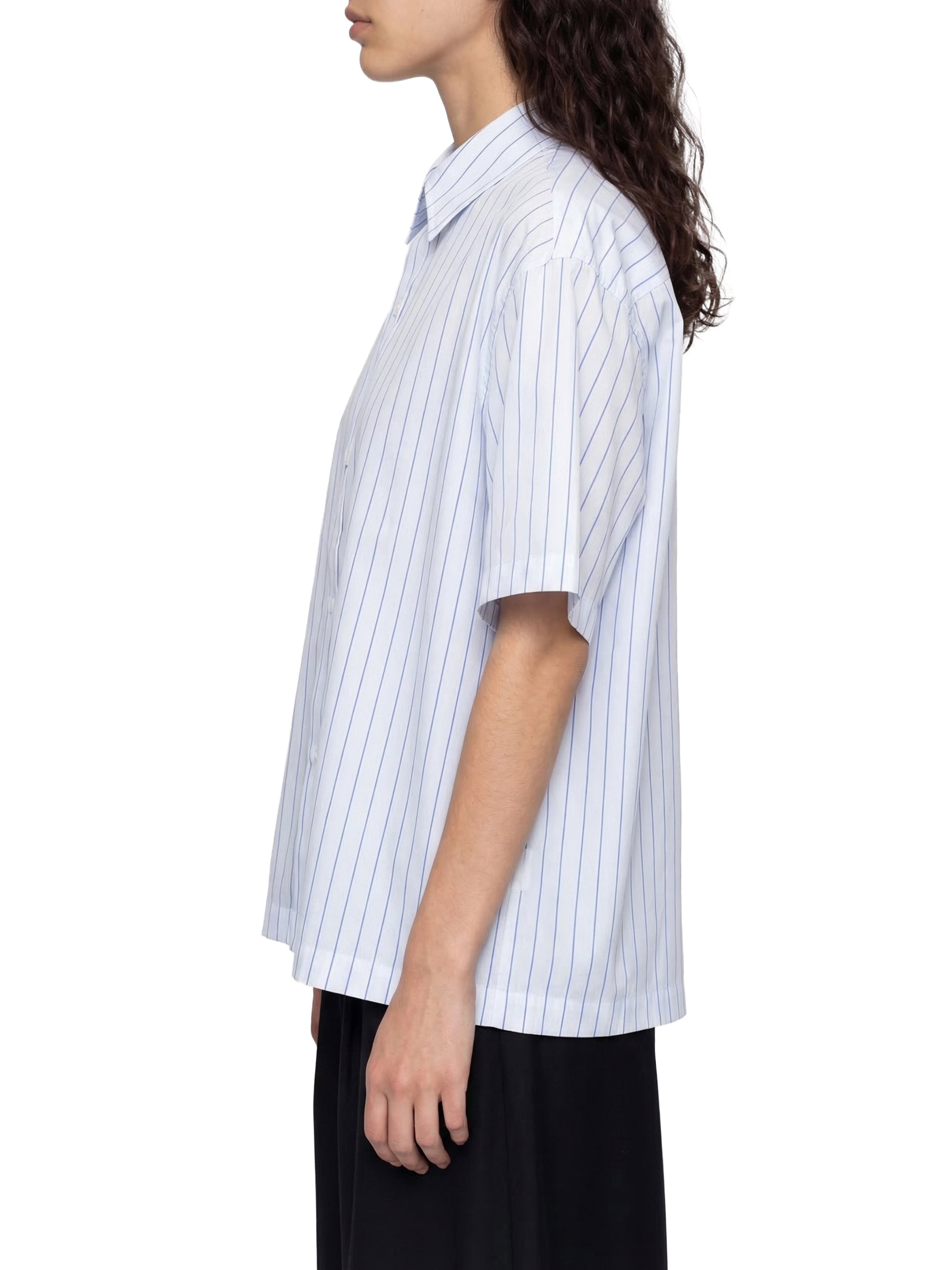 BLUE G Unisex Striped Boxy Button-Up Shirt