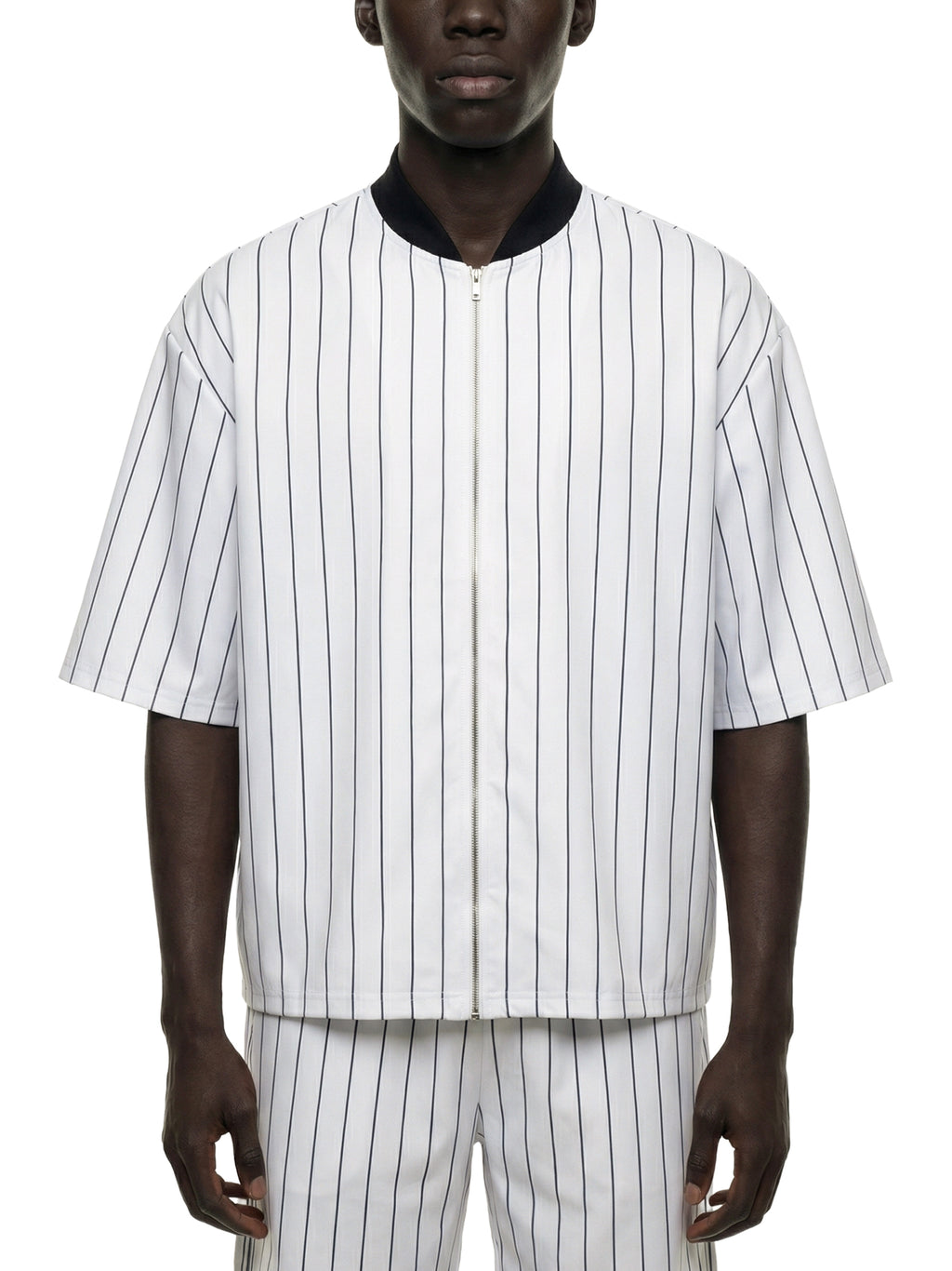 Unisex Striped Full-Zip Baseball Jersey