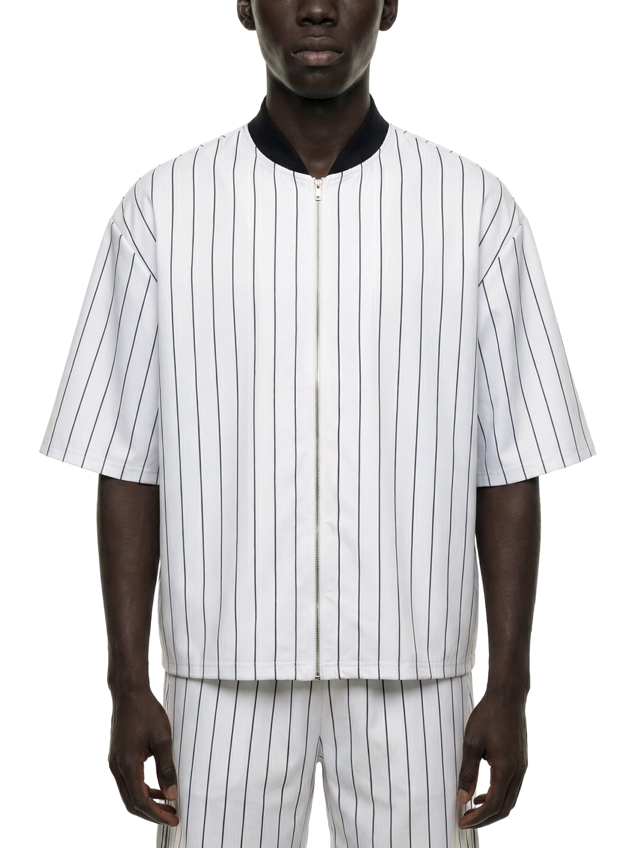 Unisex Striped Full-Zip Baseball Jersey