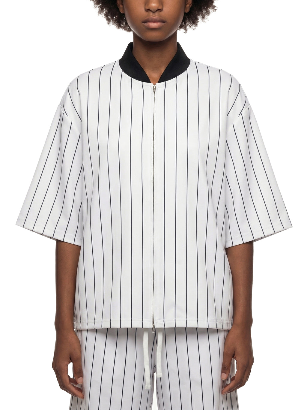 Unisex Striped Full-Zip Baseball Jersey